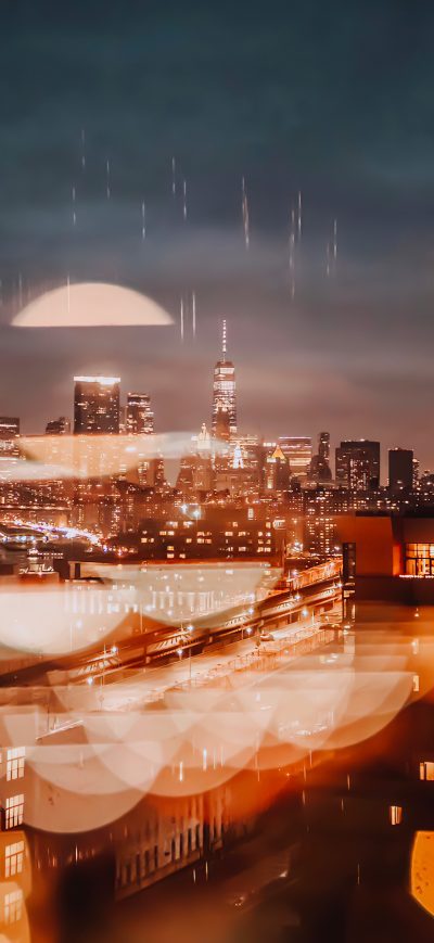 Fond d'écran iPhone City Evening Buildings Bokeh 4k