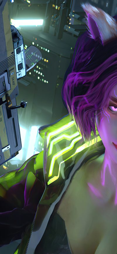 Fond d'écran iPhone Cyberpunk Red Girl Glowing Eyes 5k