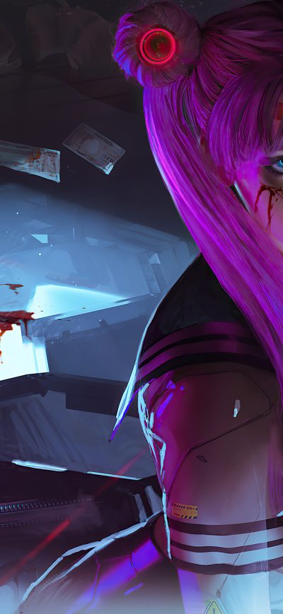 Fond d'écran iPhone Sailor Moon Cyberpunk Girl 4k