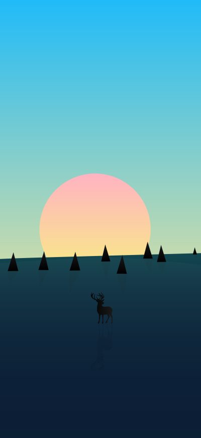 Fond d'écran iPhone Beautiful Day Sunset Deer Minimal 8k