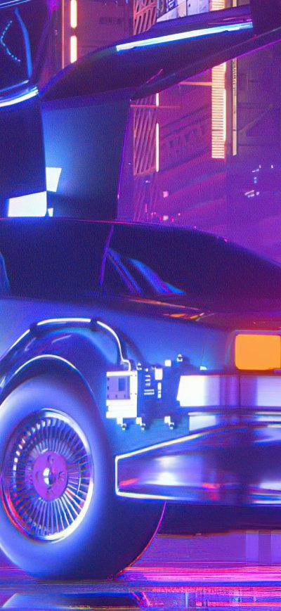 Fond d'écran iPhone Night Life Delorean Dmc 4k