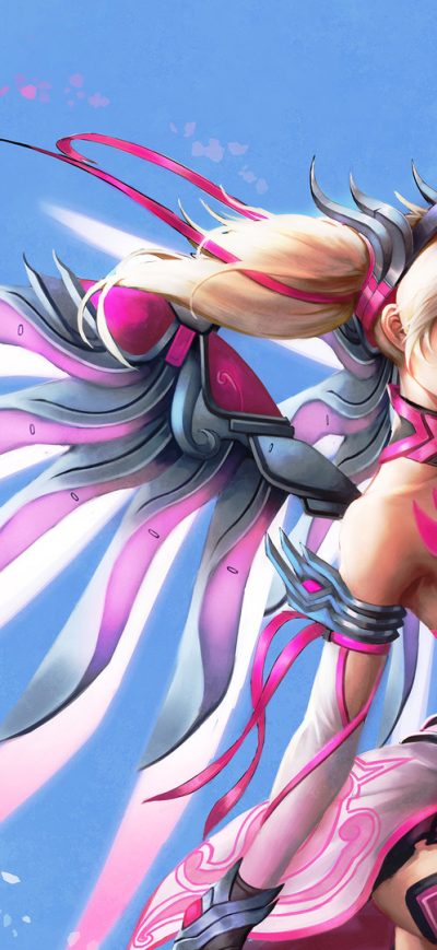 Fond d'écran iPhone Pink Mercy Overwatch Wings Fantasy Digital Art