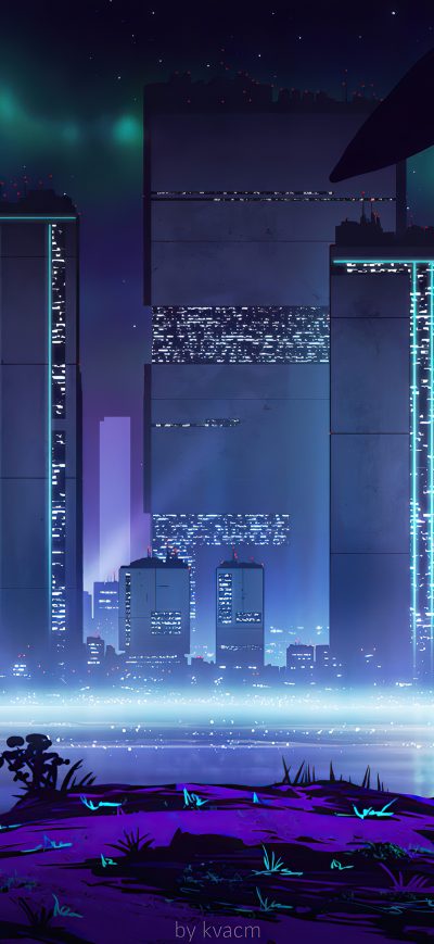 Fond d'écran iPhone Neon Lights City Cyberpunk 4k