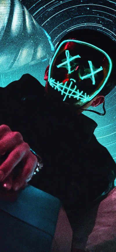 Fond d'écran iPhone Neon Mask Boy Sitting On Top 4k
