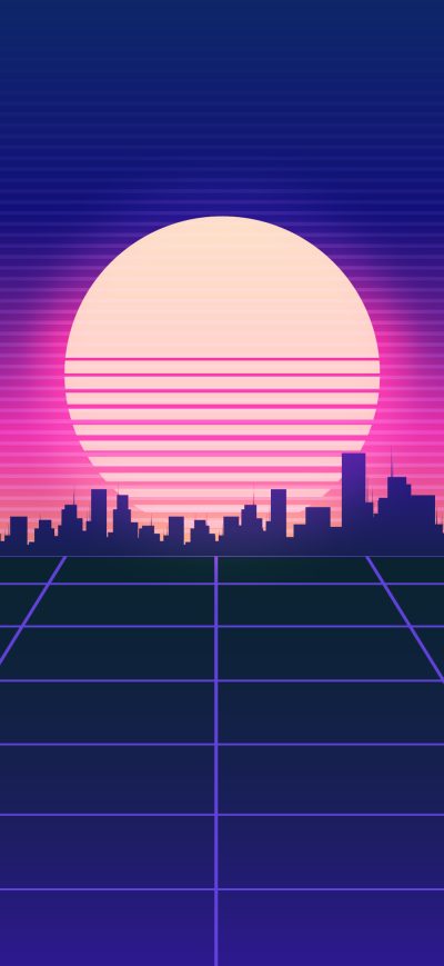 Fond d'écran iPhone Retrowave Road 4k