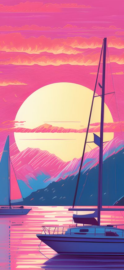 Fond d'écran iPhone One Last Sunset In Vaporwave Aesthetic World