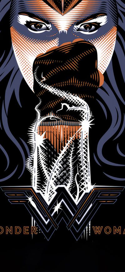 Fond d'écran iPhone Wonder Woman Minimal Dark 5k