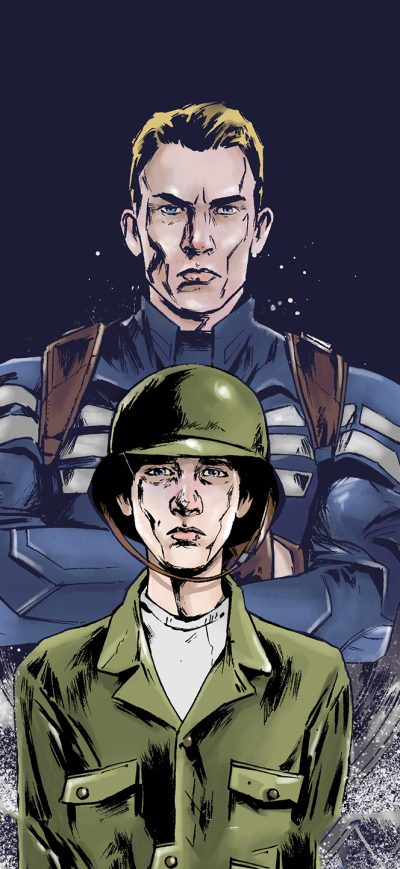 Fond d'écran iPhone Young And Old Steve Rogers Artwork