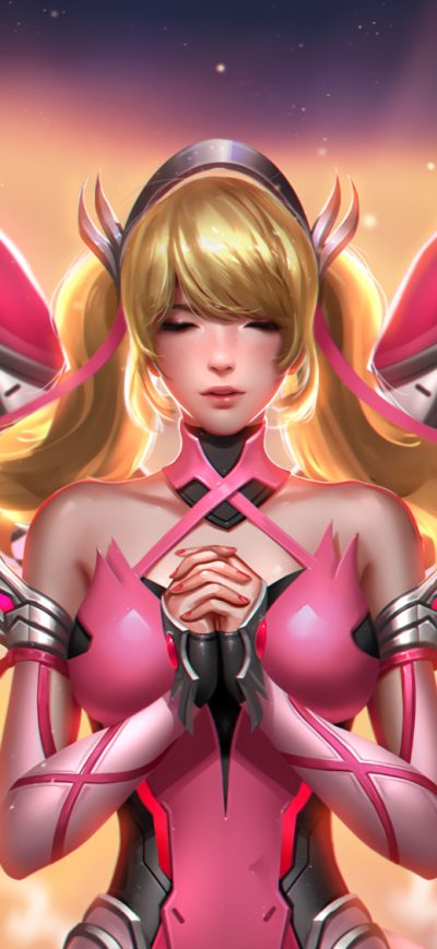 Fond d'écran iPhone Pink Mercy Overwatch Art