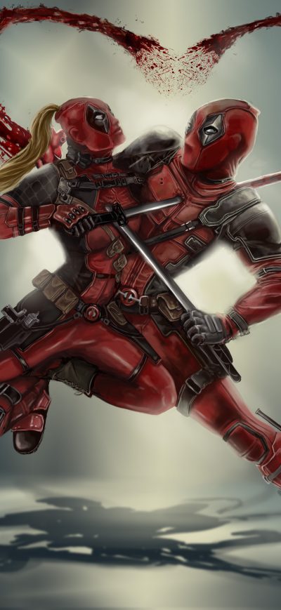 Fond d'écran iPhone Dedpool Vs Lady Deadpool