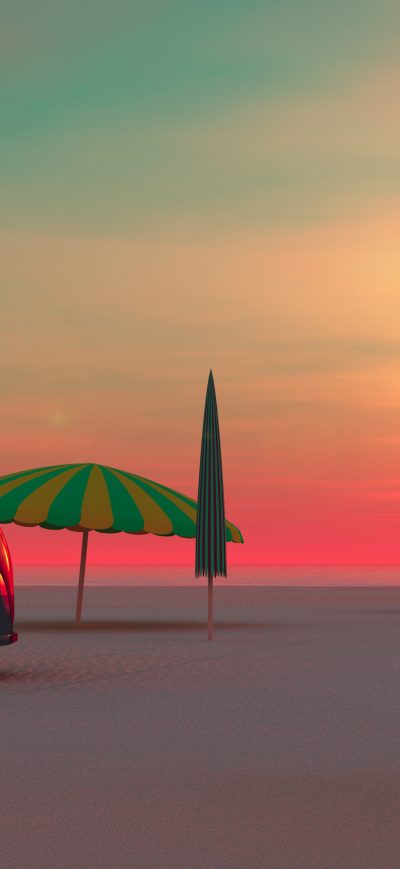 Fond d'écran iPhone Picnic Van Beach Minimalism 4k