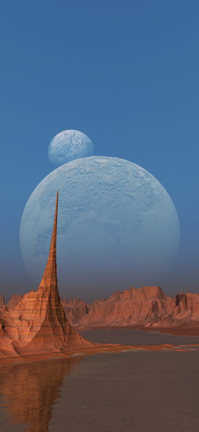Fond d'écran iPhone Desert Dark Reflection 3d Art