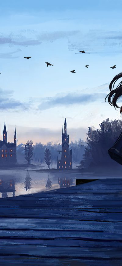 Fond d'écran iPhone Castle Anime Girl 4k