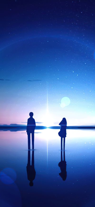 Fond d'écran iPhone Anime Sky Stars Reflection Digital Art 4k