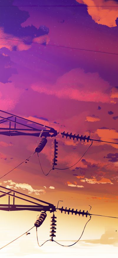 Fond d'écran iPhone Powerlines Anime Scenery 4k