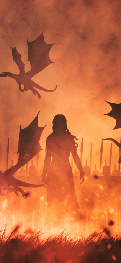 Fond d'écran iPhone Daenerys Targaryen With Dragons Illustration
