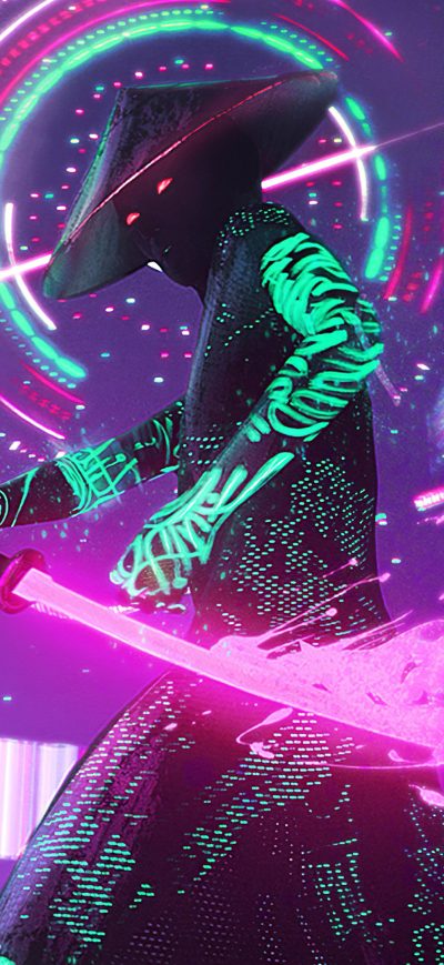 Fond d'écran iPhone Cyberpunk Neon With Sword 4k