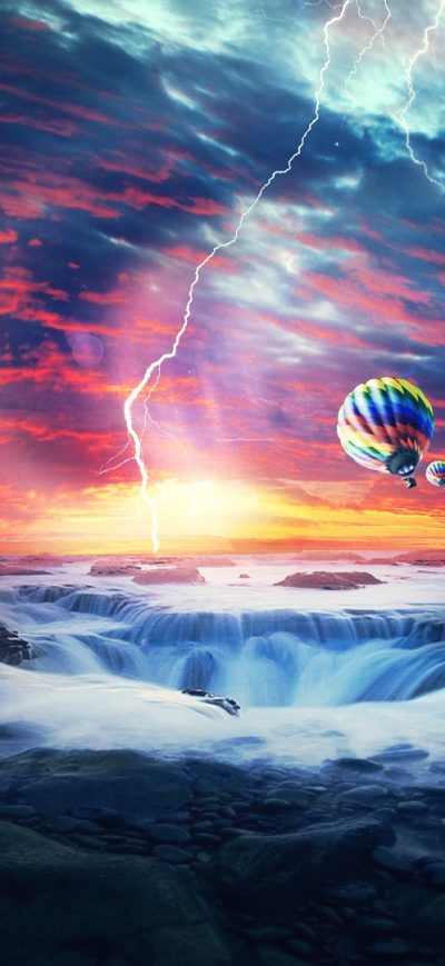 Fond d'écran Airballons Sunset sur iPhone