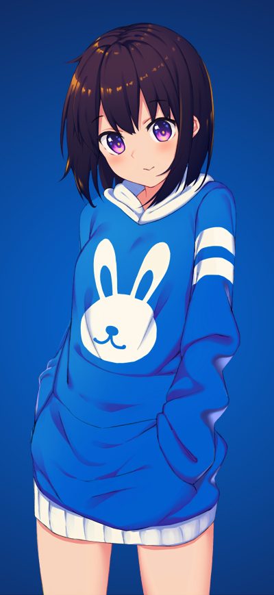 Fond d'écran iPhone Blue Bunny Girl Anime 4k