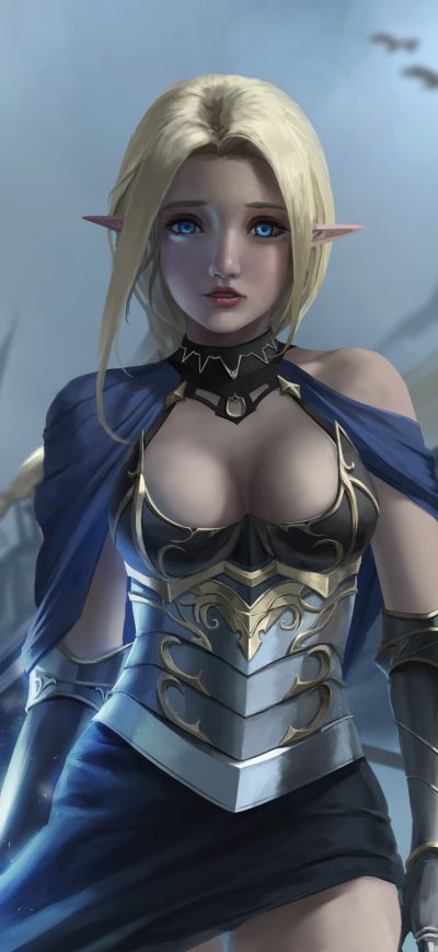 Fond d'écran iPhone Elf Fantasy Girl Long Hair Blue Eyes 5k