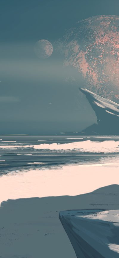 Fond d'écran iPhone Moon Ocean Digital Art