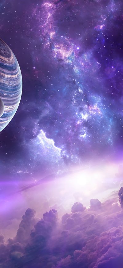 Fond d'écran iPhone Planet Moon Space Stars 4k