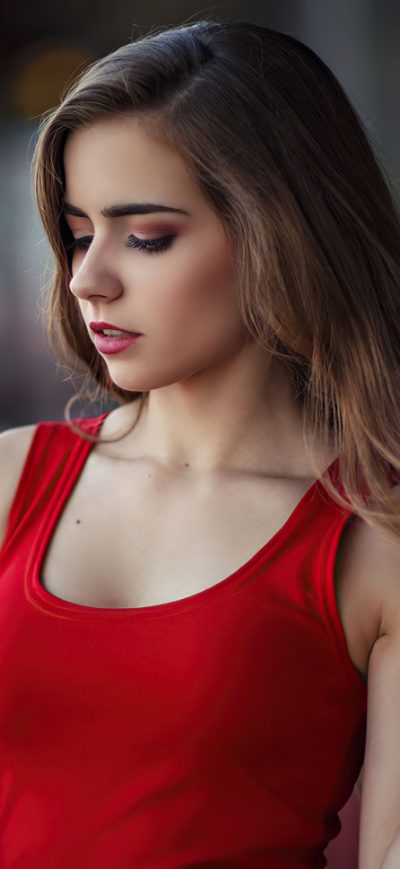 Fond d'écran iPhone Nadia Model Red Dress Blonde Hairs
