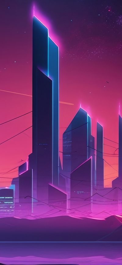 Fond d'écran iPhone Urban Neon Night Synthwave 4k