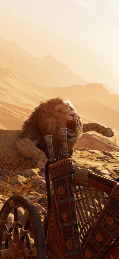 Fond d'écran iPhone Lions Assassins Creed Origins 4k