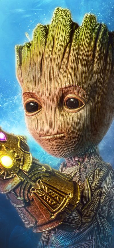 Fond d'écran iPhone Baby Groot Gauntlet 4k