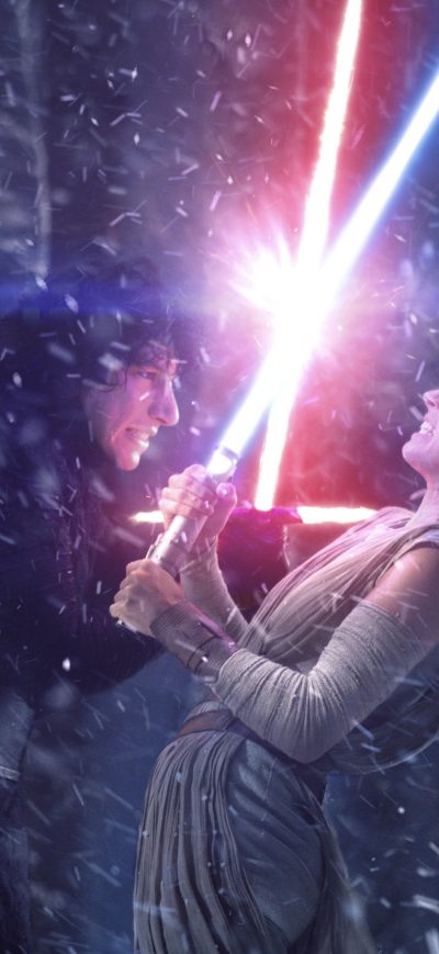 Fond d'écran iPhone Rey And Kylo Ren Fighting With Lightsaber