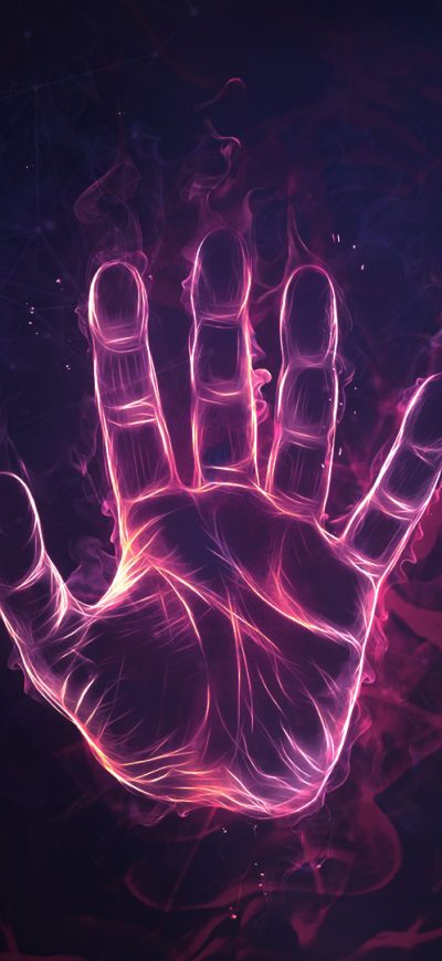 Fond d'écran iPhone Hand Scan Blue Flames Digital Art