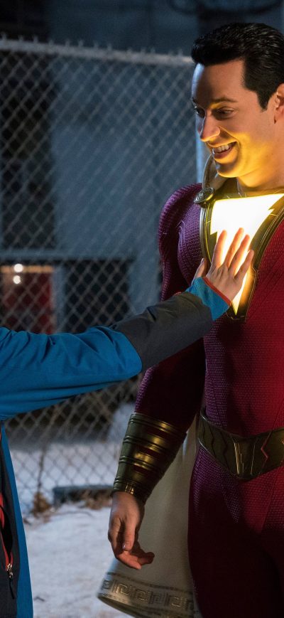 Fond d'écran iPhone Zachary Levi And Asher Angel In Shazam Movie 4k