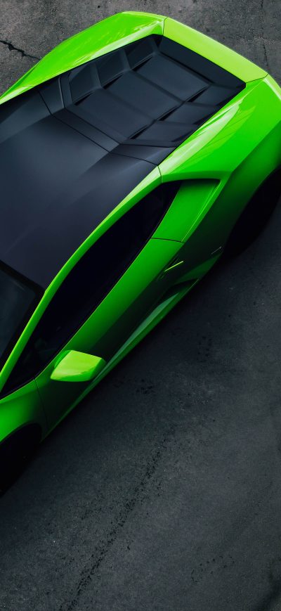 Fond d'écran iPhone Green Lamborghini Huracan Upper View 5k