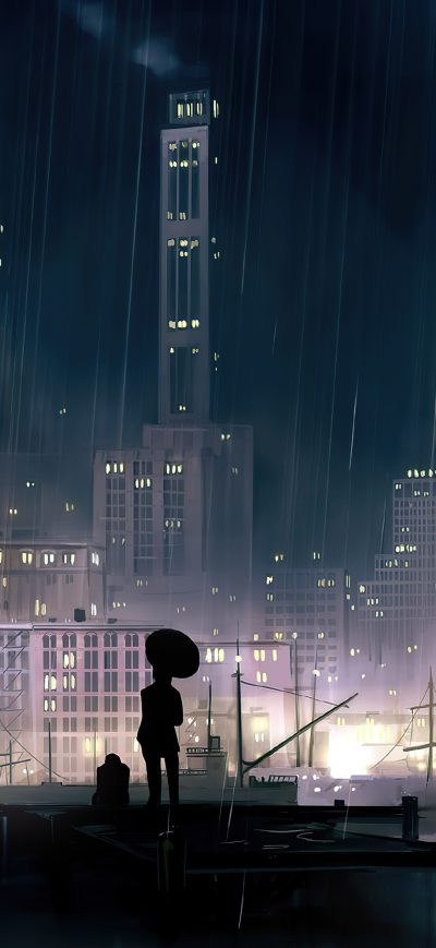 Fond d'écran iPhone Anime Background City Night 4k