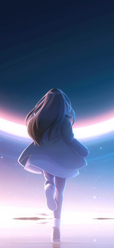 Fond d'écran iPhone Anime Girl Reflection Starry Night