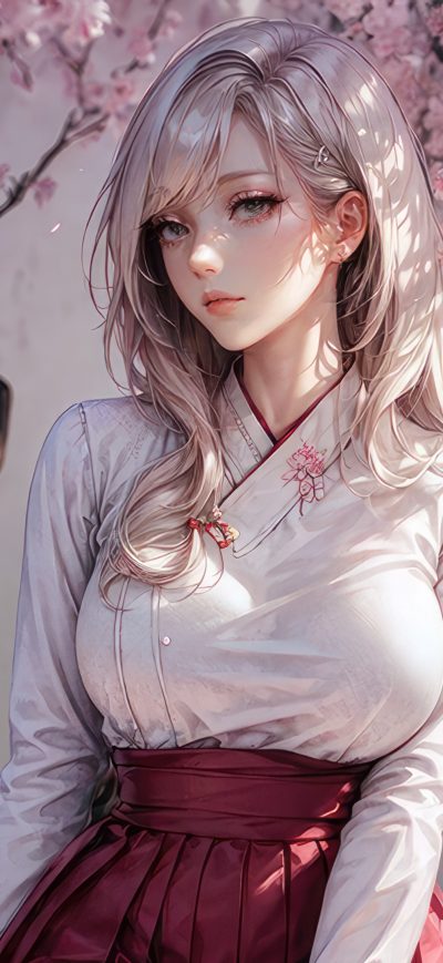 Fond d'écran iPhone Anime Girl White Hairs Sitting On Bench