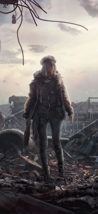 Fond d'écran iPhone Apocalypse Warrior Girl 4k