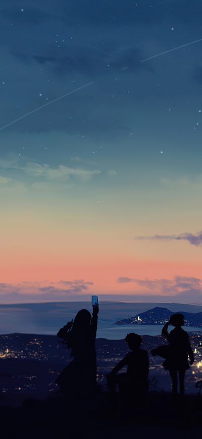 Fond d'écran iPhone Summer Sunset Moon Clouds 4k