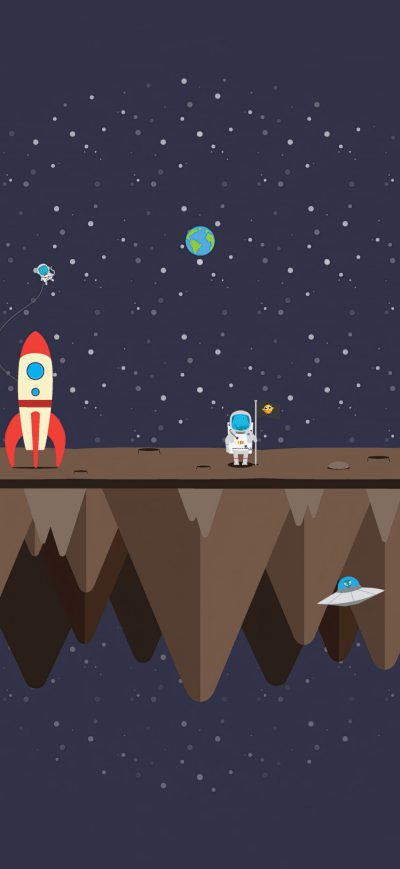 Fond d'écran iPhone Astronaut Rocket Minimalism 4k