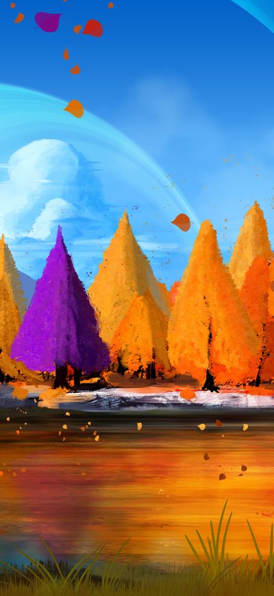 Fond d'écran iPhone Autumn Fall Trees Season Paint