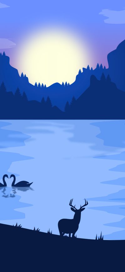 Fond d'écran iPhone Deer Swan Vector Illustration