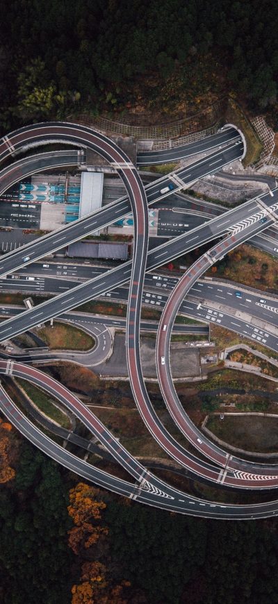 Fond d'écran iPhone Crossroads Highway Road Aerial View 4k