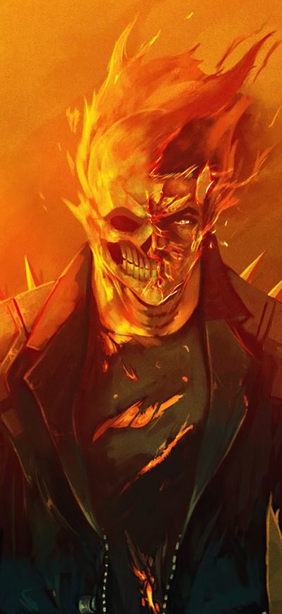 Fond d'écran iPhone Ghost Rider Flame Hero 5k