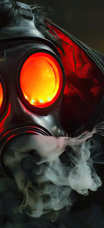Fond d'écran iPhone Gas Mask Glowing Eyes 5k