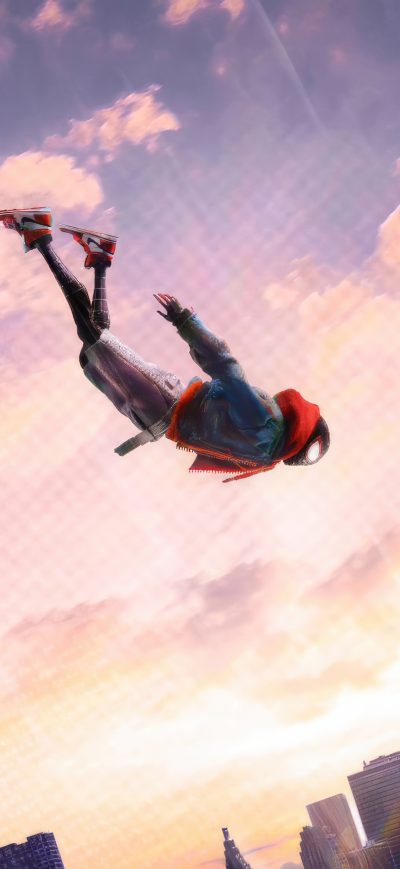 Fond d'écran iPhone Miles Morales Jump