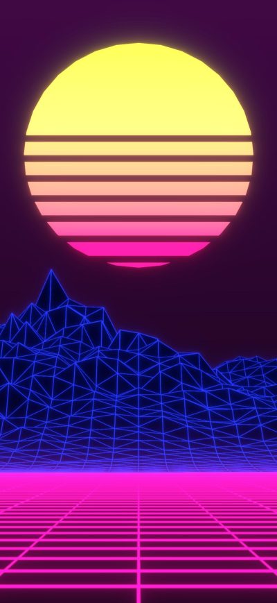 Fond d'écran iPhone Neon Retrowave Minimalism 4k