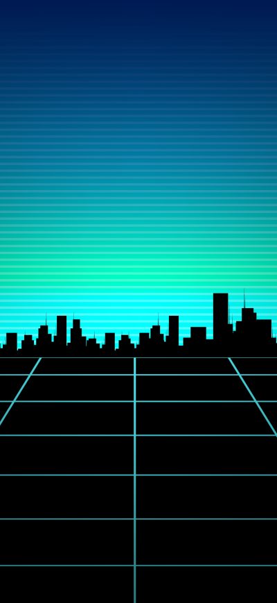 Fond d'écran iPhone Retro Wave Path To Buildings 4k