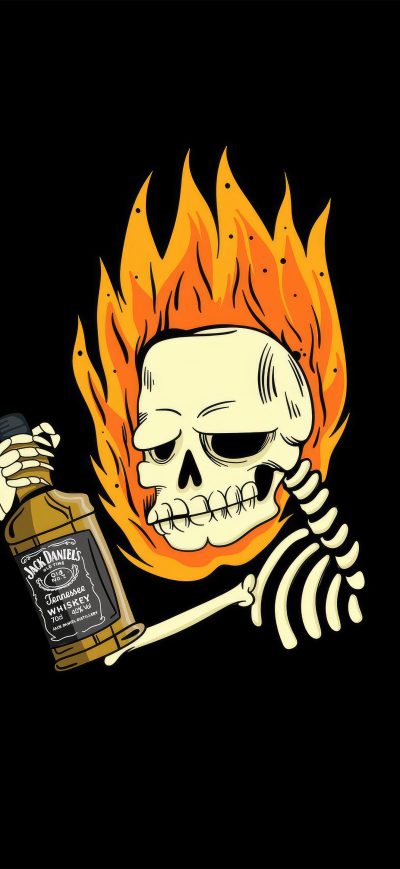 Fond d'écran iPhone Skull With Jack Daniels Oled