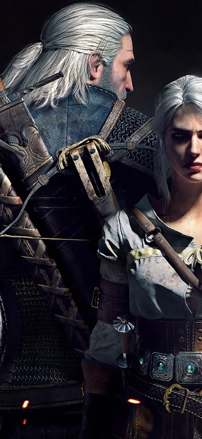 Fond d'écran iPhone Geralt Ciri The Witcher 3 5k